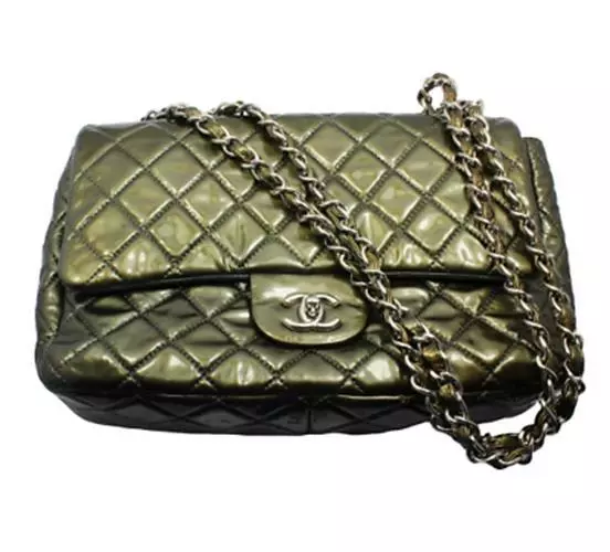 Chanel Quilted Mini Square Olive Green Lambskin Silver Hardware