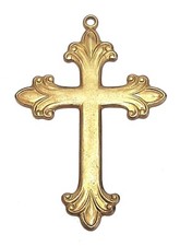 EMBOSSED STAMPED BRASS LARGE CROSS W/ LOOP COMPONENT EMBELLISHMENT JEWELRY