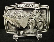 John Deere Dairy Power 524K Wheel Loader Pewter Belt Buckle Limited Edition JD