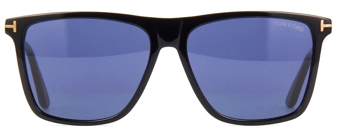 『TOM TF1151』 Tom Ford FLETCHER 832 01V Shiny Black / Blue Sunglasses TF832 01V