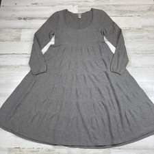 J.Jill Sweater Dress Womens XS Gray Brown Long Sleeve Cotton Silk Blend Casual