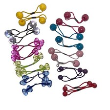 Vintage 70s 80s Ponytail Holders Balls Bows Knocker 10 Sets Little Girls Hair Ti