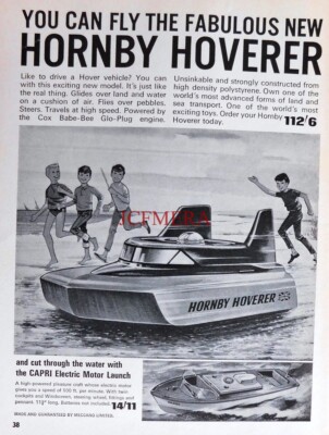 HORNBY ''Hoverer'' Modell Hovercraft Spielzeug ANZEIGE #2 Vintage 1965 Print Ad 677-63