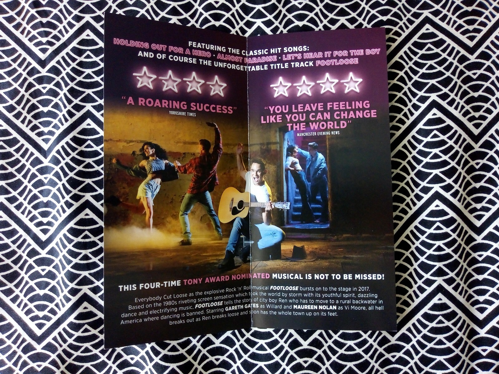 Footloose fold out flyer starring Maureen Gates and Nolan gift Gareth
