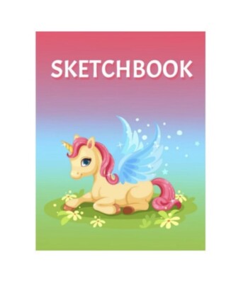 Cute Unicorn Sketchbook For Kids, Large Blank Sheet Drawing Book w/ 120 Pages