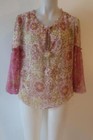 Nwt Womens Misa Los Angeles Pink White Chartreuse Pullover Floral Top Blouse Xs*