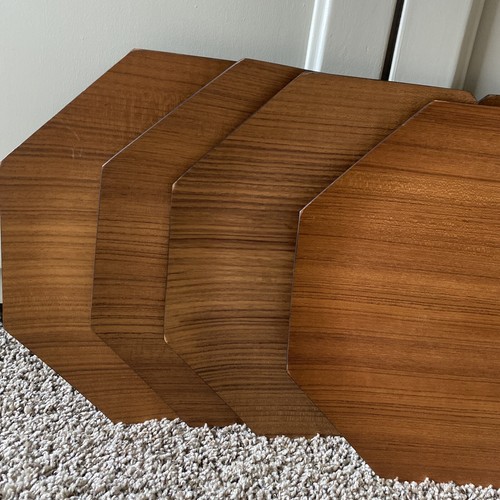 Placas/cargadores de madera japonesa vintage de octágono de mediados de siglo (6) - Imagen 6 de 8