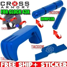 Cross Armory BLUE for Glok 43X DIMPLE Pins Extended Magazine Catch Slide Lock 