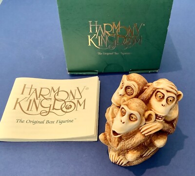 HARMONY KINGDOM INSIDE JOKE 3 MONKEYS 1994 THIS IS SIGNED BY P.C. AND M.P.