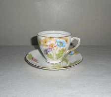 Royal Mayfair Teacup and Saucer Poppy Flowers English China