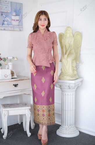 LAOS/THAI TRADITIONAL LACE/SILK BLOUSE SHIRTS - #05 Chest Sizes 32" - 46" - Picture 12 of 103