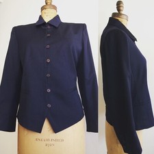 Sonia Rykiel Vintage 1980's Navy Light Wool Semi Cropped Jacket