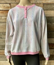 Vintage 80s Goola Gong Cotton Pullover S per Comfy Top With Abstract Print Sz L