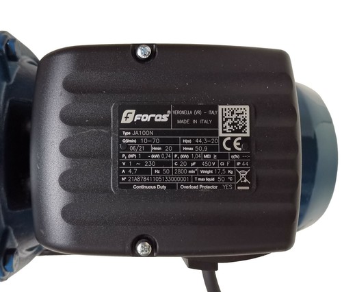 Self-Priming Water pump FORAS Pentax JA100N 24L 230V, made in Italy 70L/Min 51m - Picture 2 of 7
