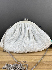 SANTI BHLDN S WHITE CLUTCH BEADS EVENING FORMAL SILVER CHAIN ANTHROPOLOGIE NWTS