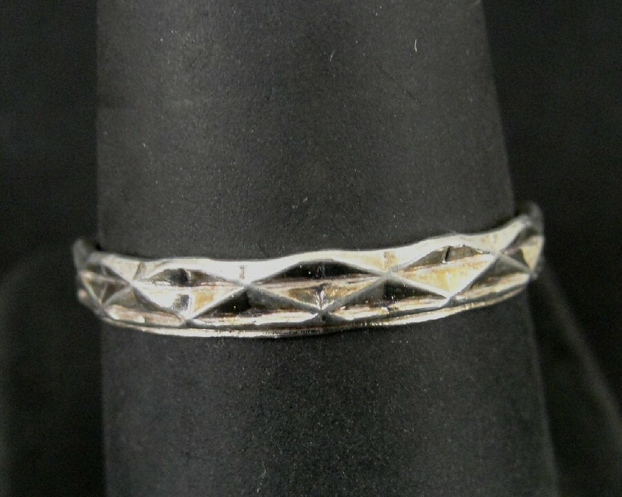 Ring Silver Band Diamond Shape X Stackable Sterli… - image 2