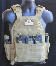 Tactical Vest -Tac Plate Carrier - Coyote with Mag Pouches - Military Adjustable