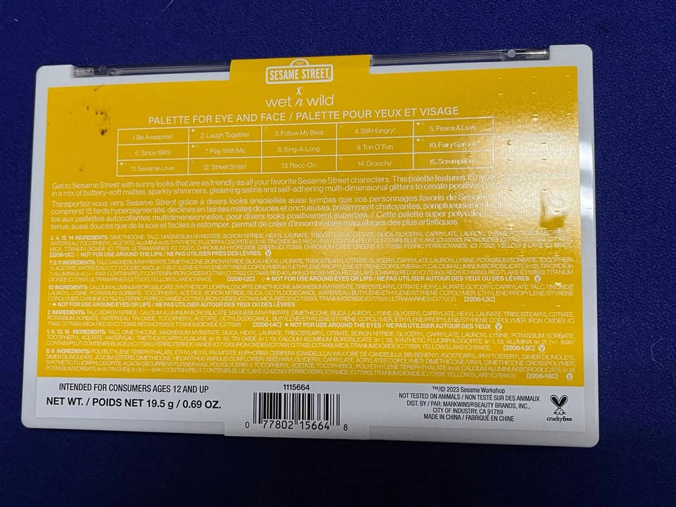 Wet N Wild Sesame Street 1 2 3 Sesame Street Eye & Face Palette Collection New - Image 3 of 4