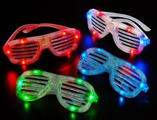 4 Paires De Lunettes De Soleil Style Obturateur Avec LED Clignotantes - Déguisement, Effet Fendu, Neuves