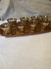 8 CULVER VALENCIA 22K Gold LowBall Mid Century Modern 8oz Flared Whiskey Glasses — photo 2