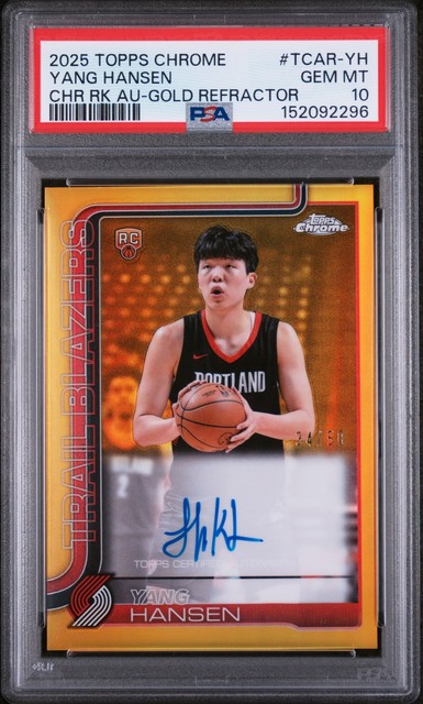 2025 TOPPS CHROME CHROME ROOKIE AUTO GOLD REFRACTOR YANG HANSEN RC 34/50 PSA 10
