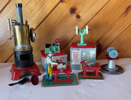 Vintage Steam Engine Lot & Accessories Mamod, Marx, Wilesco Some In Boxes