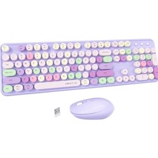 Colorful Computer Wireless Keyboard Mouse Combos, Typewriter Flexible Keys Of...