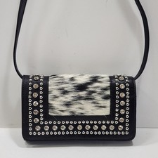 Fun Western Style Cowhair Mini Bag/Wallet Crossbody With Rhinestone Border