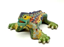 Mosaic Pattern Multicolored Resin Lizard Iguana Art Montfalcon Barcelona