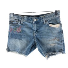 Polo Ralph Lauren Girls Denim Shorts Cut Off Patchwork Embroidered Distressed 14