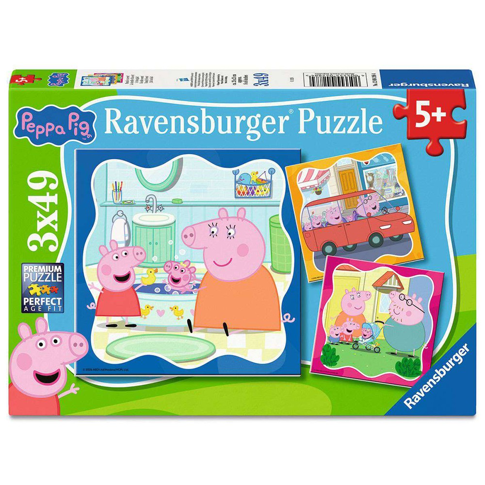 Ravensburger Peppa Pig 3x49 Piece Jigsaw Puzzles Kids Age 5+ Family Fun