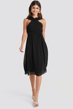 NA-KD women's dress wide strap halter neck midi dress black, 34
