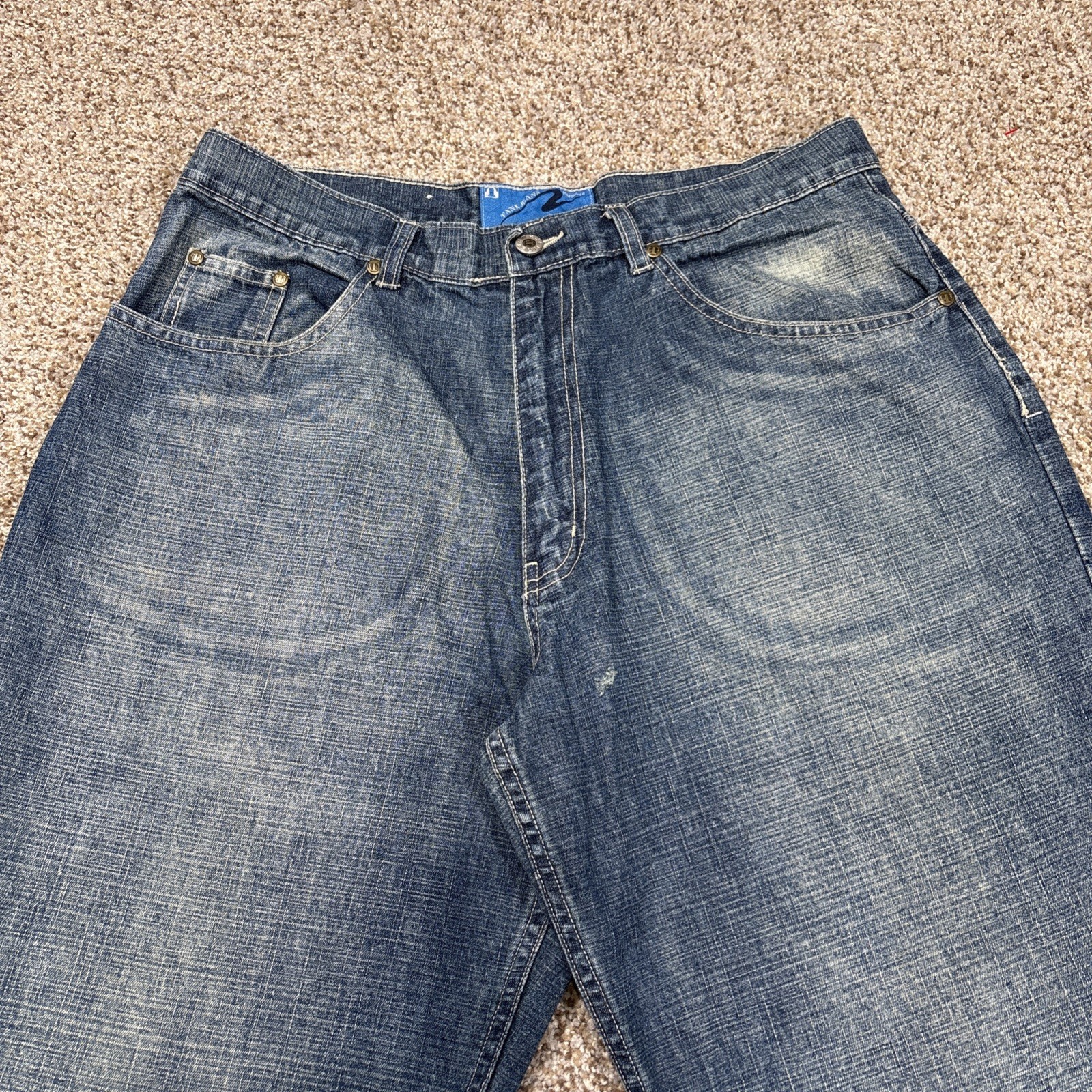 Tank Jeans Mens 34x32 Vintage Skater Hip-Hop Baggy Y2k Blue Denim 33x31 - View 2