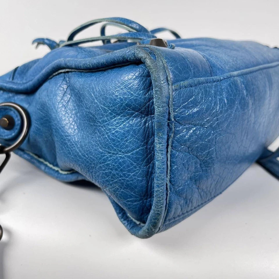 BALENCIAGA Twiggy Bag Blue 2Way Shoulder Hand bag Rare