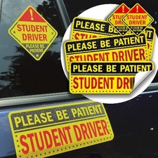 5pcs Student Driver Sticker Non-Magnet   Reusable, Color: Yellow, Red, Black