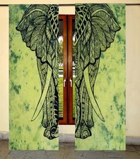 MANDALA DOOR CURTAIN WINDOW HIPPIE BATIK ELEPHANT TAPESTRY COTTON CURTAINS SETS