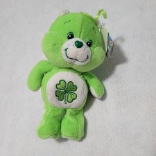 VTG 2002 Care Bears Good Luck Bear 8 Plush Green Shamrock Stuffed Toy