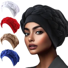 Islamic Women Hijab Hats Braid Head Cover Caps Turban Bonnet Cancer Chemo Beanie