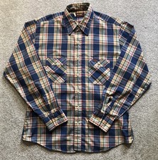 Vtg 70s Wrangler Shirt Mens L Multicolor Button Down Plaid Western Sawtooth USA