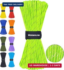 Reflective Paracord Rope 7 Strand Type III Parachute Cord 4mm 100ft / 200ft for