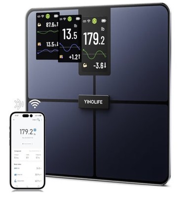 YINOLIFE Smart 11.8in Digital Scale for Body Weight, 4.3'' Color Display Blk NEW