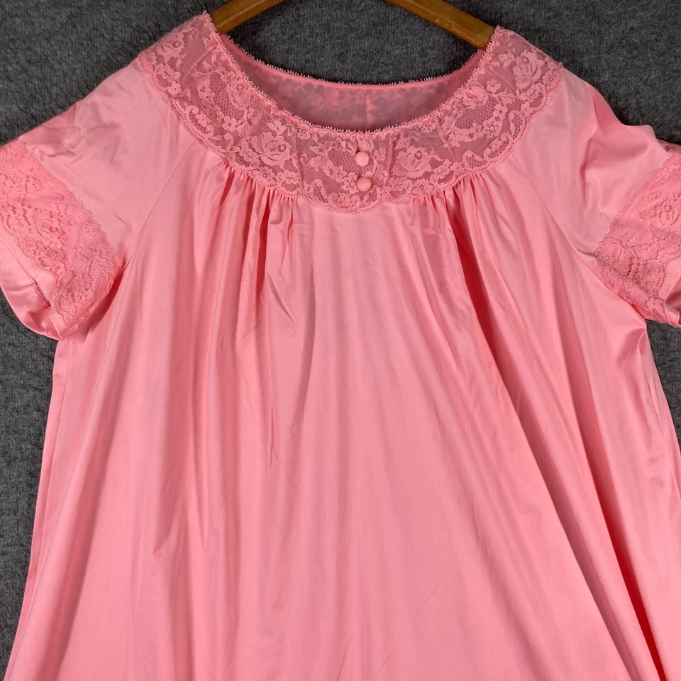 Vintage Shadowline Nightgown Womens Small S Pink All Nylon - Image 2 of 4