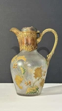 Victor Saglier French Art Nouveau Claret Jug Frosted Glass & Gilt Metal c.1900