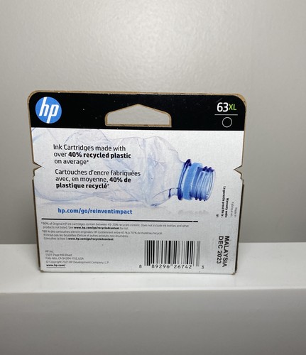 HP Original 63XL Czarny wkład atramentowy wygasa grudzień 2023 NOWY - Zdjęcie 3 z 5