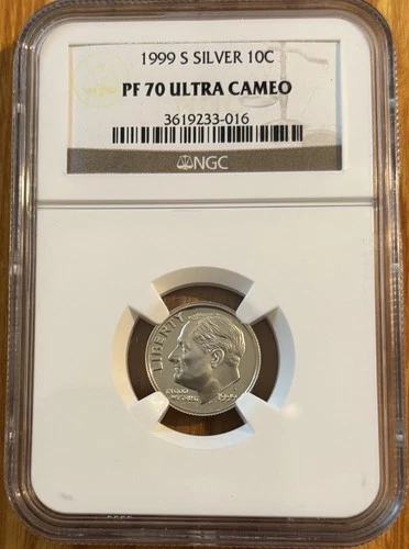 1999-S 10c SILVER NGC PF70UCAM PROOF ROOSEVELT DIME ULTRA CAMEO PR 70