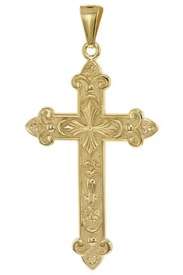 TRENDOR Schmuck Herren-Anhänger Orthodoxes Kreuz 925 Silber Vergoldet 54 x 29 mm - Bild 1 von 4