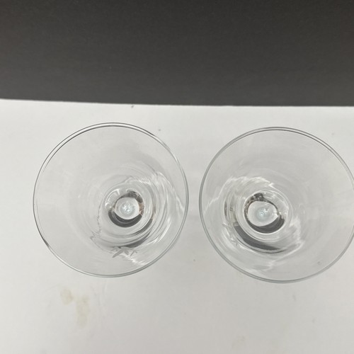 Grey Goose Small Martini Glasses Clear Crystal 6 5/8”Tall Etched Logo Set of 2 - Picture 7 of 9
