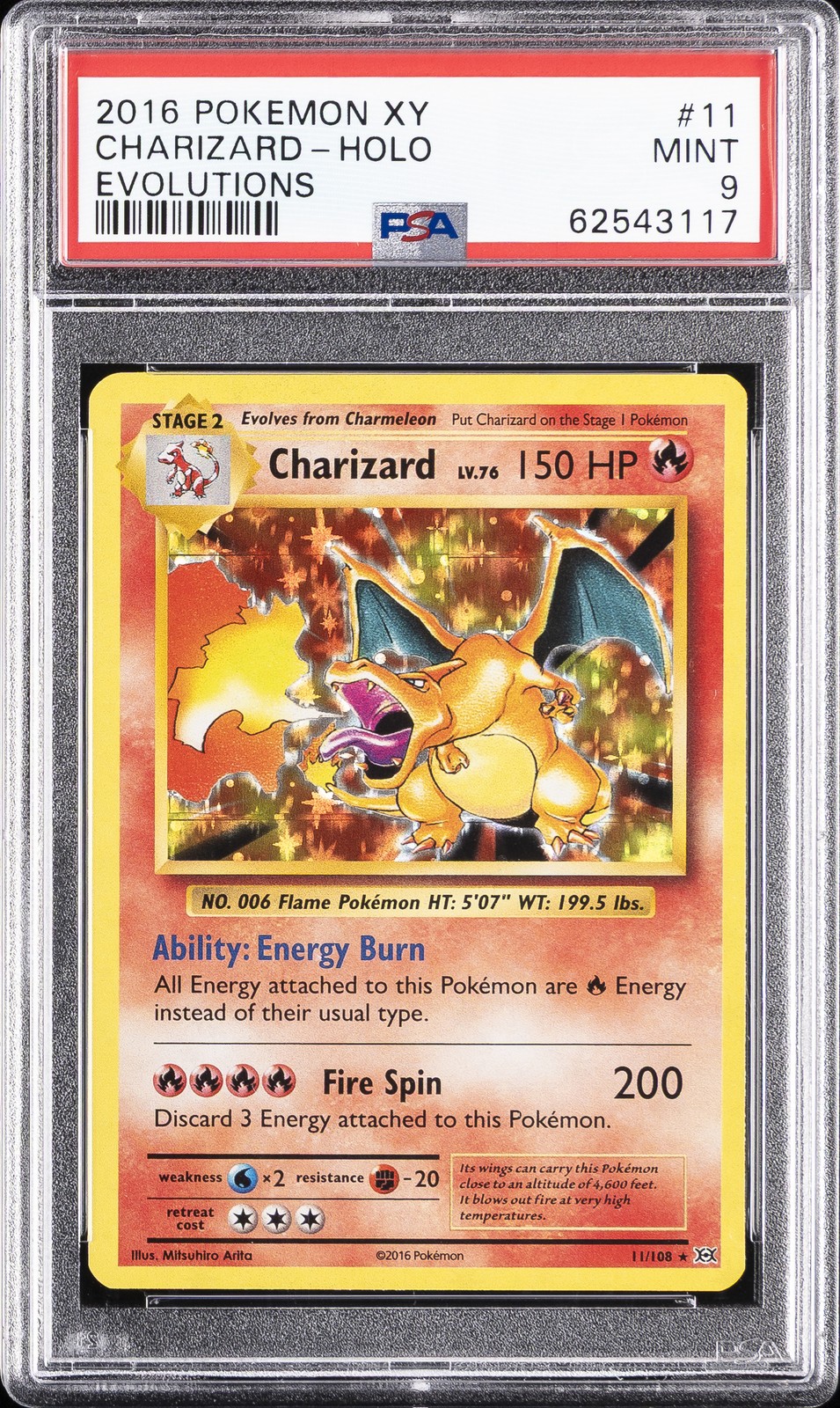 2016 POKEMON XY EVOLUTIONS #11 CHARIZARD-HOLO PSA 9
