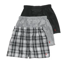 Polo Ralph Lauren M Men's Cotton Boxer Shorts Black Plaid Drawstring