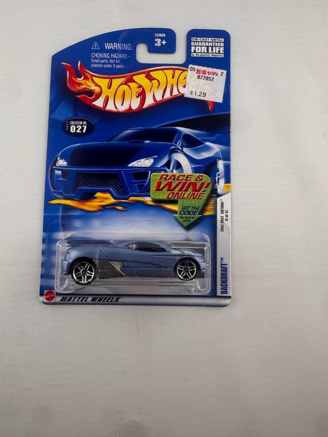Hot Wheels 2002 Backdraft 1:64 Diecast Car Blue Race & Win